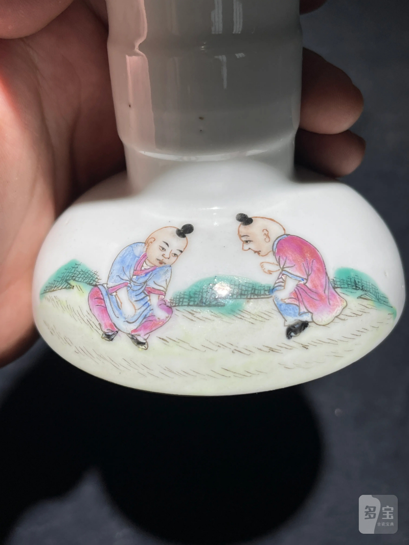 民国 粉彩竹林七贤纹皮灯一对 - 图24